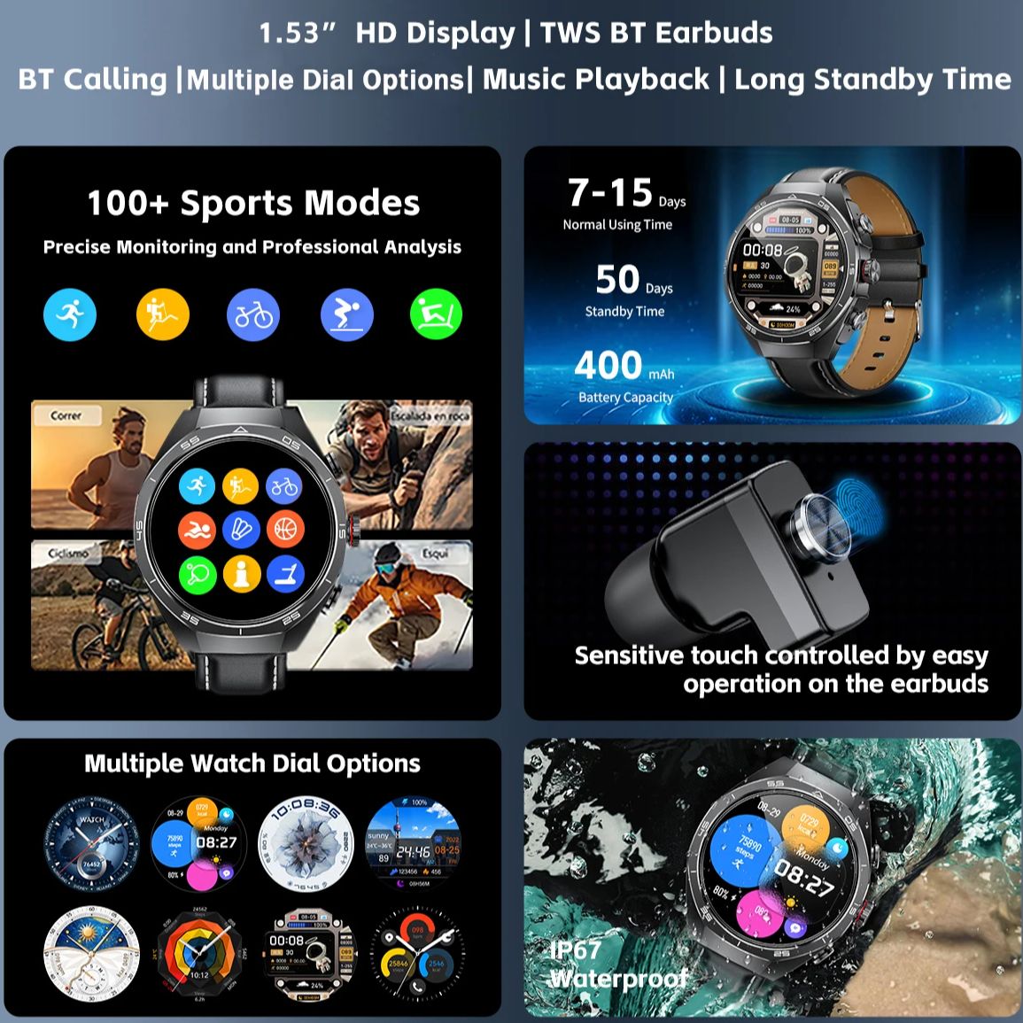 Reloj inteligente con auricula - Earphone Sport Hook reseña y precio